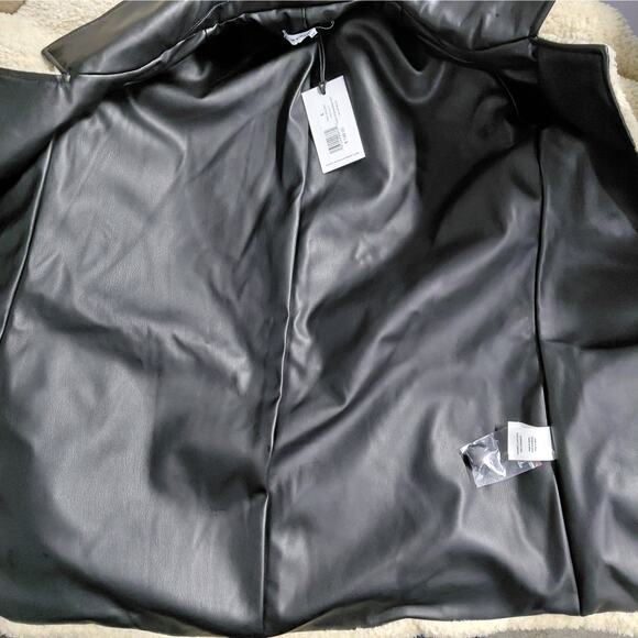 WeWoreWhat Womens Oversized Faux Fur Blazer Jacket Small Ivory Vegan Leather NWT - Picture 12 of 15